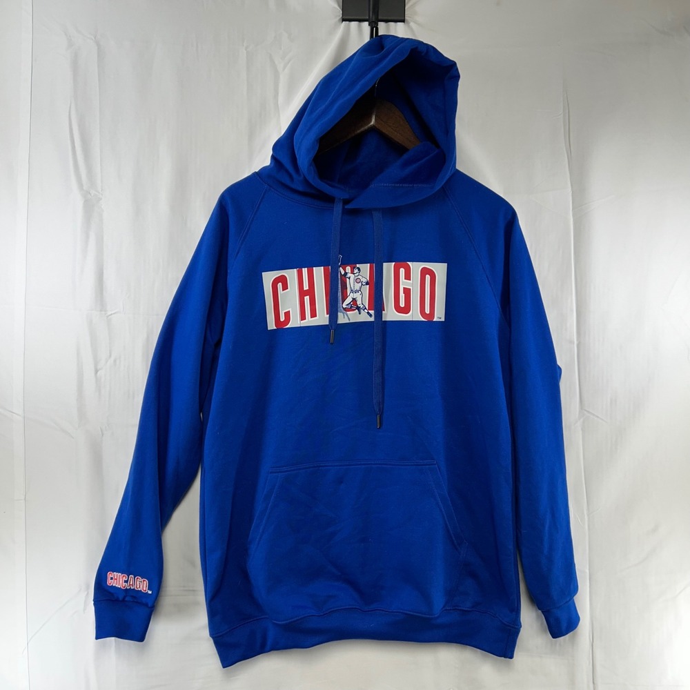 Baseballism Chicago Cubs Hoodie Mens Small Blue Graphic Sweatshirt MLB NWT